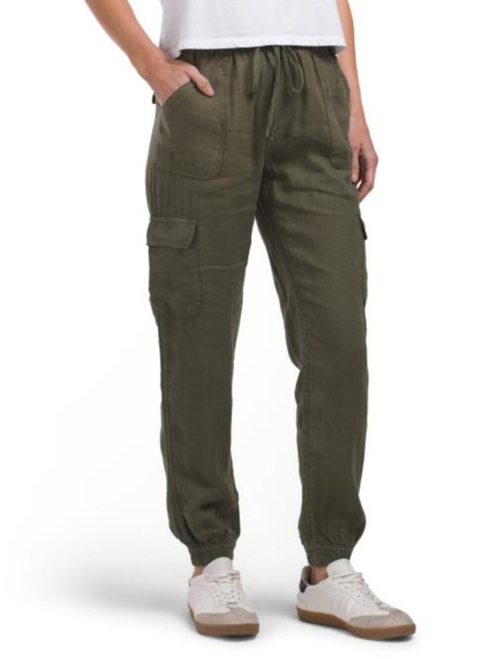 NICOLE MILLER NEW YORK Linen Joggers With Two Cargo Thigh Pockets